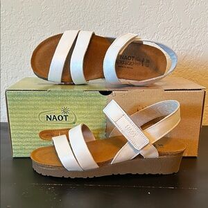Naot Kayla Pearl White Leather Sandals